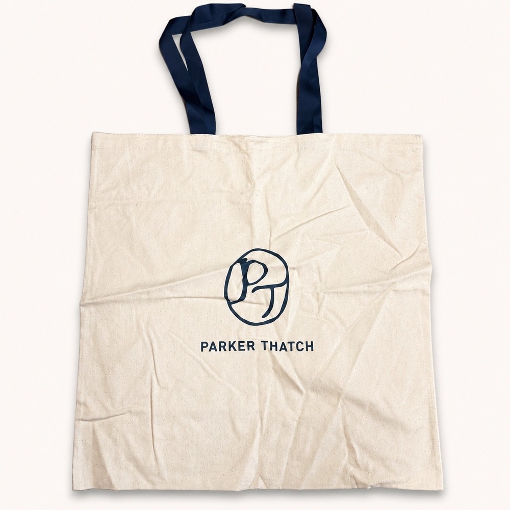 Parker Thatch Large Canvas Logo Tote Bag Natural Navy Reusable Shopper Travel - Picture 1 of 6